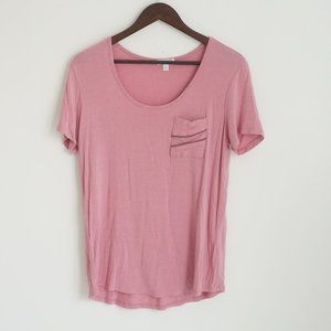 Pink Scoop Neck Pocket Tee Size Small